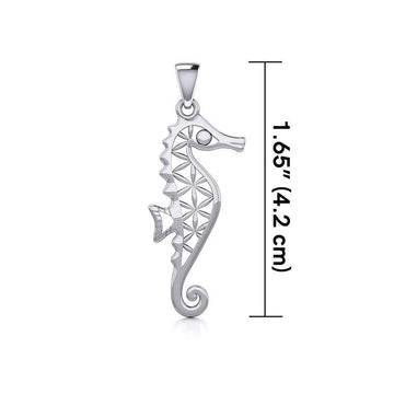Flower of Life Seahorse Silver Pendant TPD5299 - Jewelry